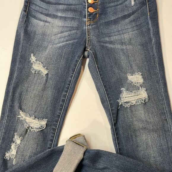Judy Blue Distressed Skinny Woman’s Jeans High Rise Button Fly Sz 1 - Picture 3 of 13